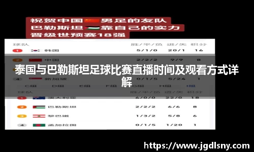 泰国与巴勒斯坦足球比赛直播时间及观看方式详解